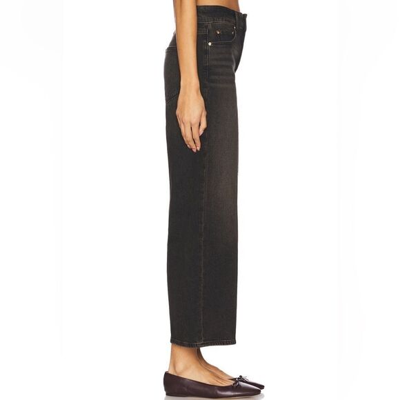 NWT PAIGE SASHA ANKLE Wide Leg Jeans in Black Rust - Picture 6 of 13